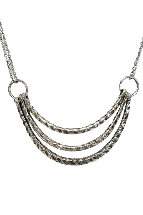 Long Curved Metal Pendant Necklace Set