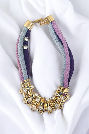 Gem Accent Rope Braid Necklace Set