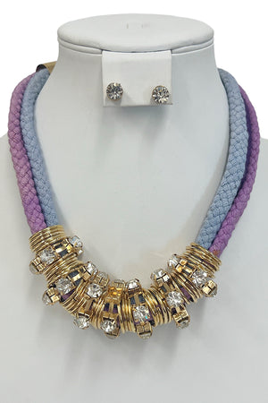 Gem Accent Rope Braid Necklace Set