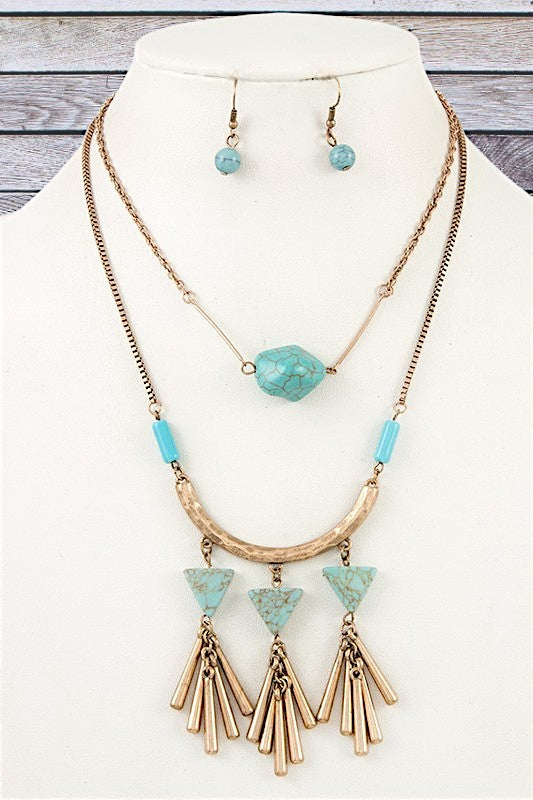 Tribal Double Layered  Accent Necklace Set