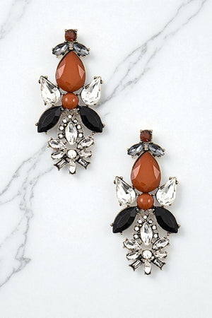 FACETED MIX GEM DROP EARRING