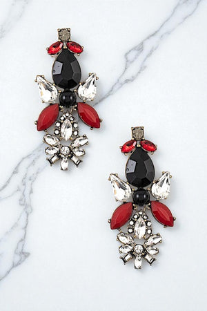 FACETED MIX GEM DROP EARRING