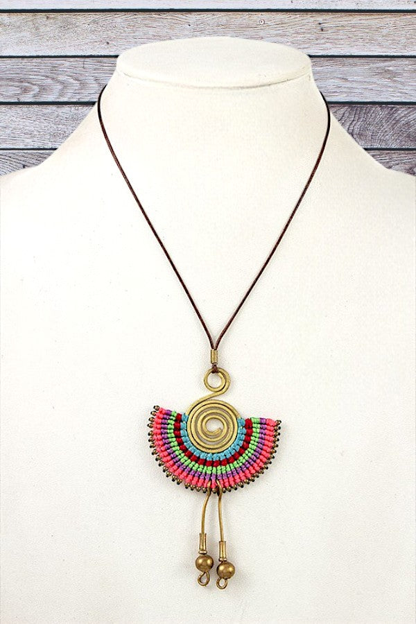 Swirl Cord Beads Pendant Necklace