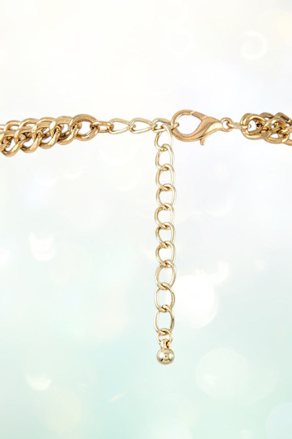 GLASS BEAD GEMSTONE DANGLE BIB NECKLACE SET