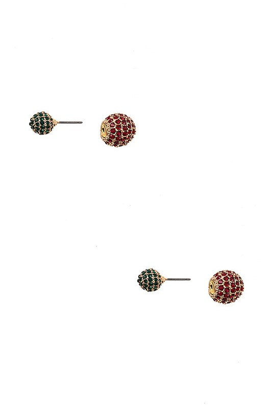 Rhinestone Orb Double Side Earring