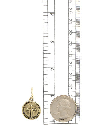 ETCHED CROSS DANGLE DISK CHARMSBNECKLACE SET