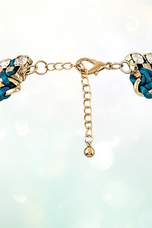 BRAIDED CHAIN RHINESTONE ACCENT COLLAR NECKLACE SET