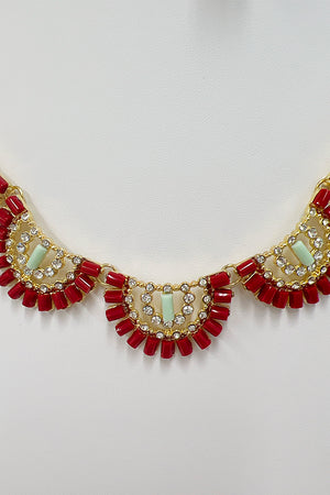 Semi Acrylic Ornate Link Bib Necklace Set
