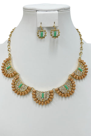 Semi Acrylic Ornate Link Bib Necklace Set