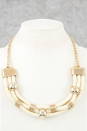 TRIPLE ROPE WITH METAL ACCENT NECKLACE