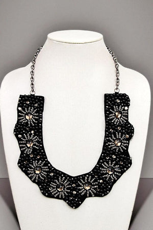 FLORAL BEAD FABRIC BIB NECKLACE