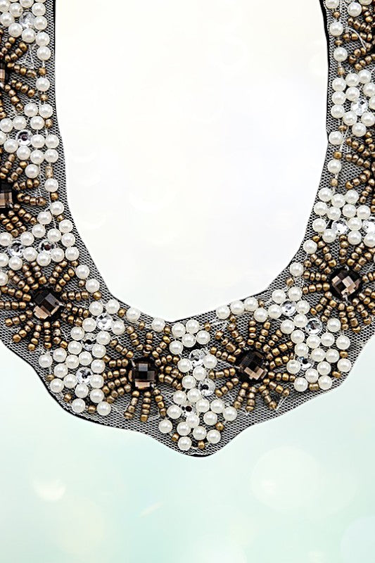 FLORAL BEAD FABRIC BIB NECKLACE