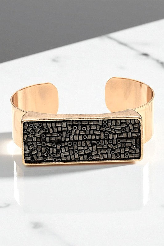 SEED BEAD BAR ACCENT CUFF BRACELET