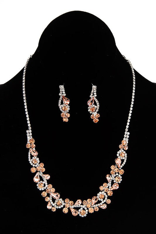 FACETED CRYSTAL PAVE NECKLACE SET