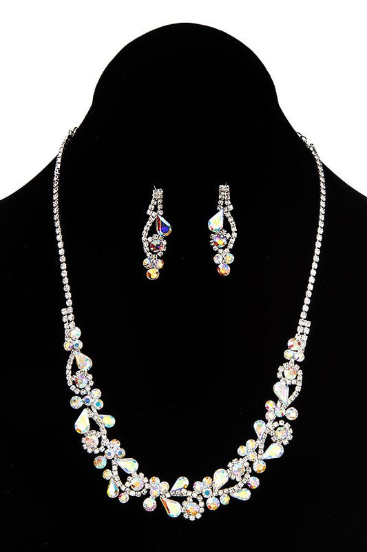 FACETED CRYSTAL PAVE NECKLACE SET