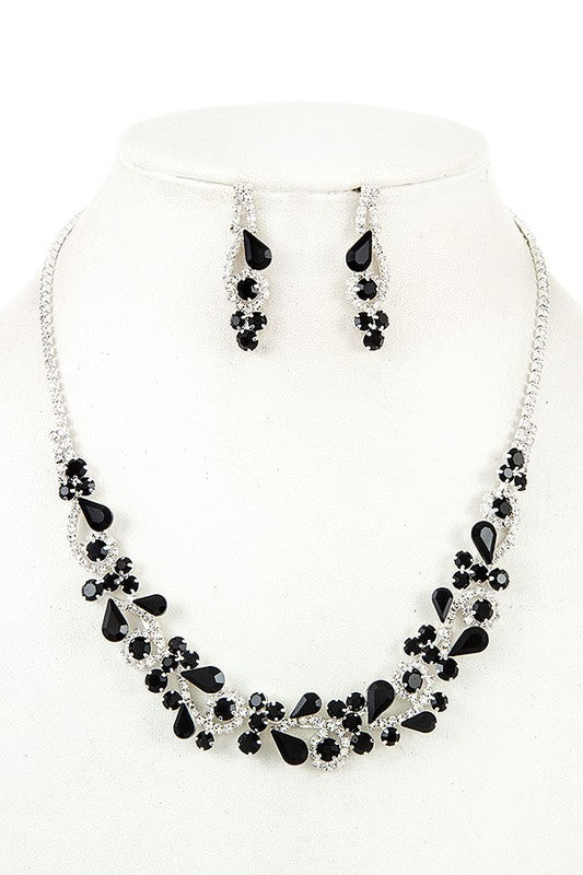 FACETED CRYSTAL PAVE NECKLACE SET