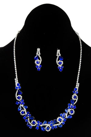 FACETED CRYSTAL PAVE NECKLACE SET