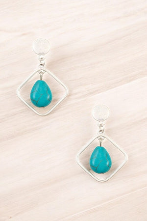 Diamond Shape Teardrop Gemstone Dangle Earring