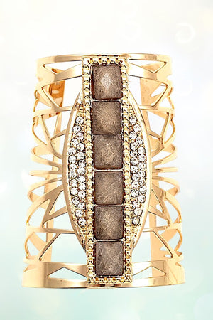 ALIGNED GEM GEO CUT OUT STATEMENT CUFF BRACELET
