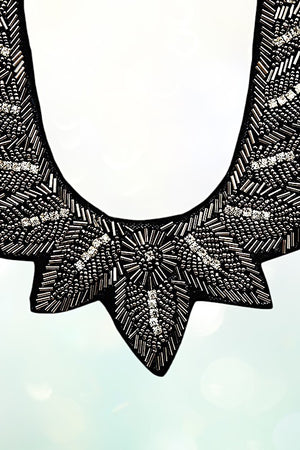 BEADED FABRIC BIB NECKLACE
