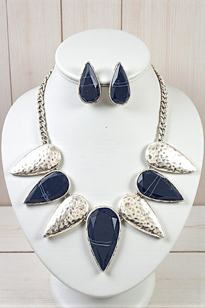 TEARDROP LINK BIB NECKLACE SET
