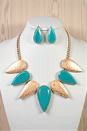 TEARDROP LINK BIB NECKLACE SET