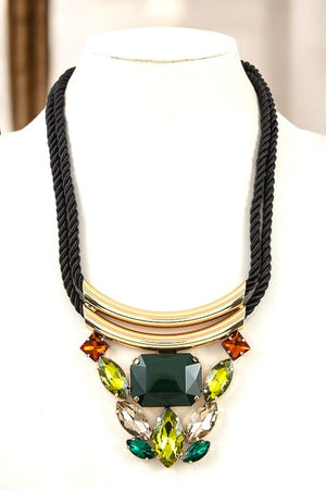 FRAMED GEM ORNATE DOUBLE CORD NECKALCE