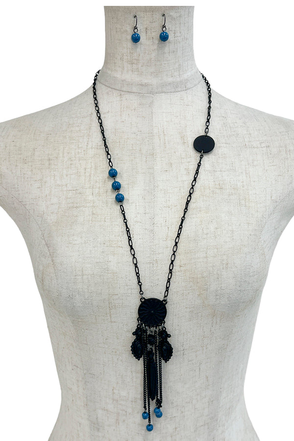 Detail Dream Catcher Pendant Long Necklace Set