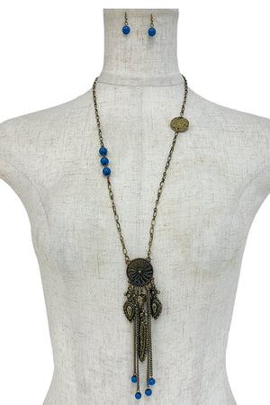 Detail Dream Catcher Pendant Long Necklace Set