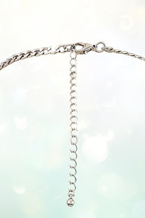 TQ ACCENT CHAIN TASSEL DROP ETCHED CURVE BAR STATEMENT NECKLACE SET