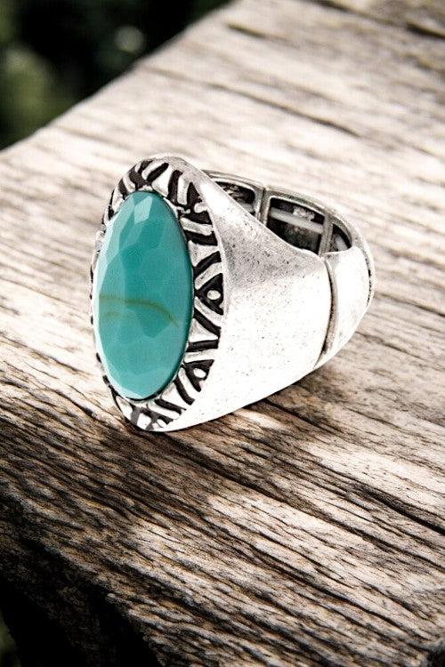 Tribal Gemstone Framed Stretch Ring