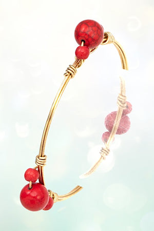 BEAD GEM STATION WIRE BANGLE BRACELET