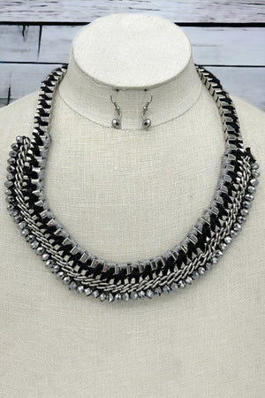 Box Chain Woven Bead Necklace Set