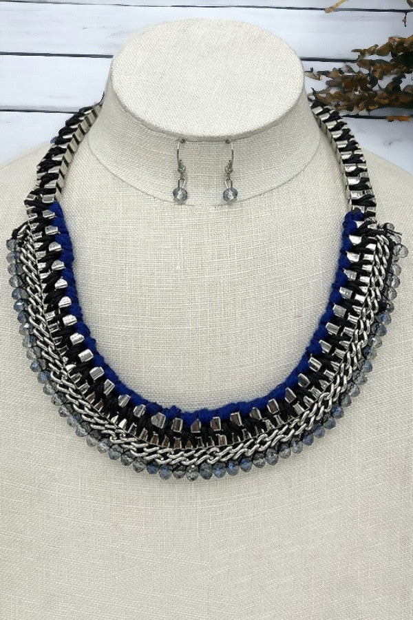 Box Chain Woven Bead Necklace Set