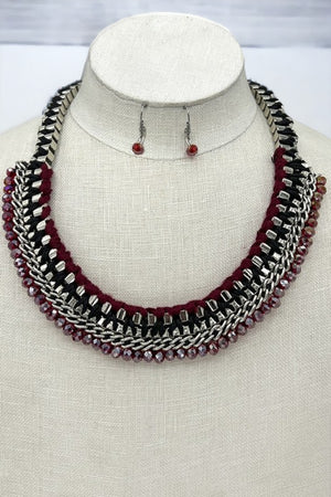 Box Chain Woven Bead Necklace Set