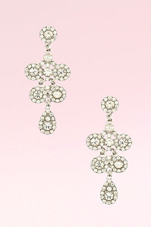 TIERED RHINESTONE PAVE DROP DANGLE EARRING