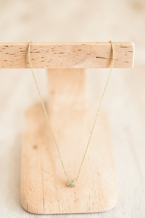CZ STONE X PENDANT NECKLACE