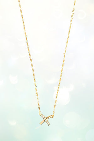 CZ STONE X PENDANT NECKLACE