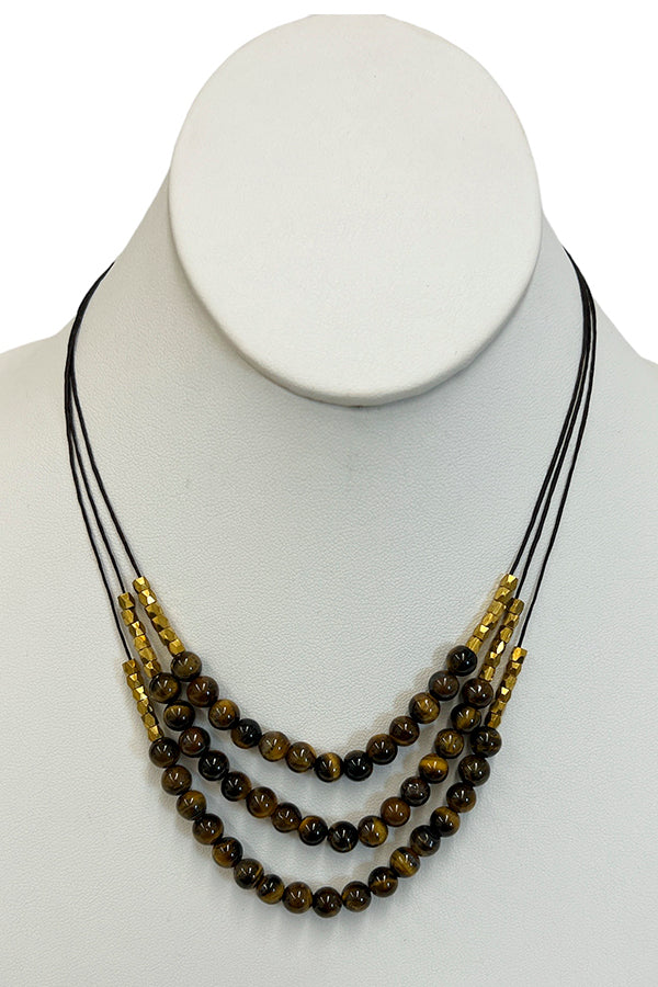 Layered Gem Bead Necklace Set