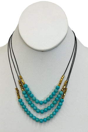 Layered Gem Bead Necklace Set