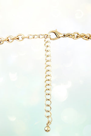 SEMI ORNATE HALF STONE LINK COLLAR NECKLACE SET