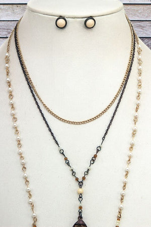 HORN PENDANT LAYERED NECKLACE SET