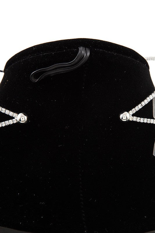 CRISS CROSSED RHINESTONE PAVE CHOKER NECKLACE