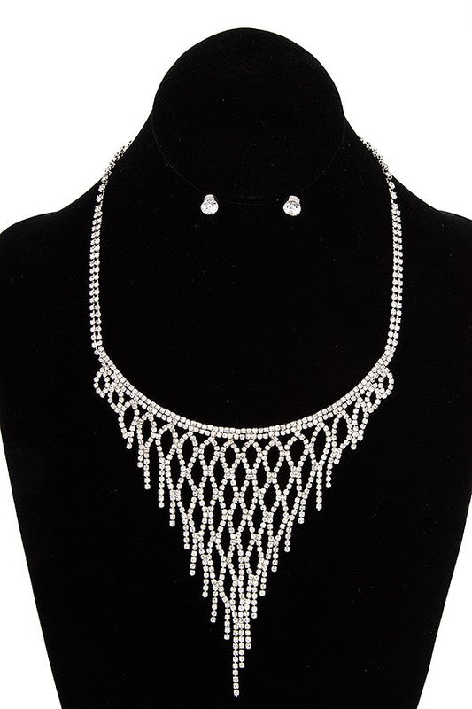 FRINGE RHINESTONE NECKLACE SET