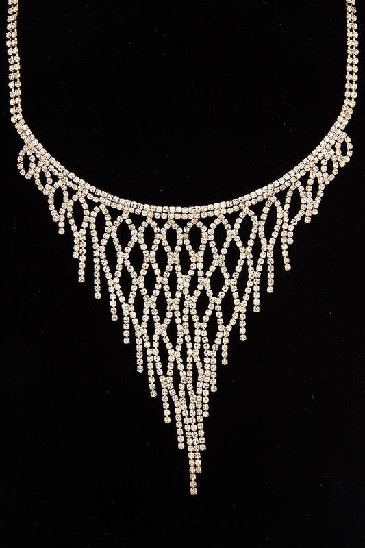 FRINGE RHINESTONE NECKLACE SET