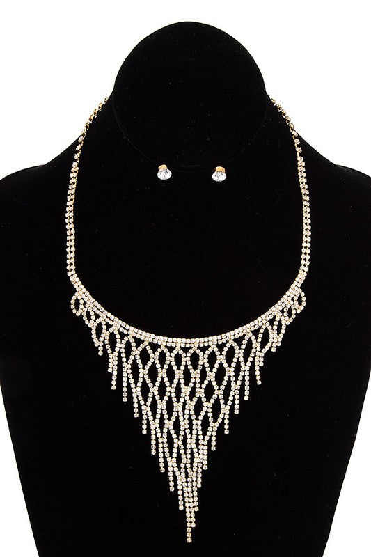 FRINGE RHINESTONE NECKLACE SET