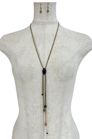 Multi Chain Tassel Bead Necklace Set