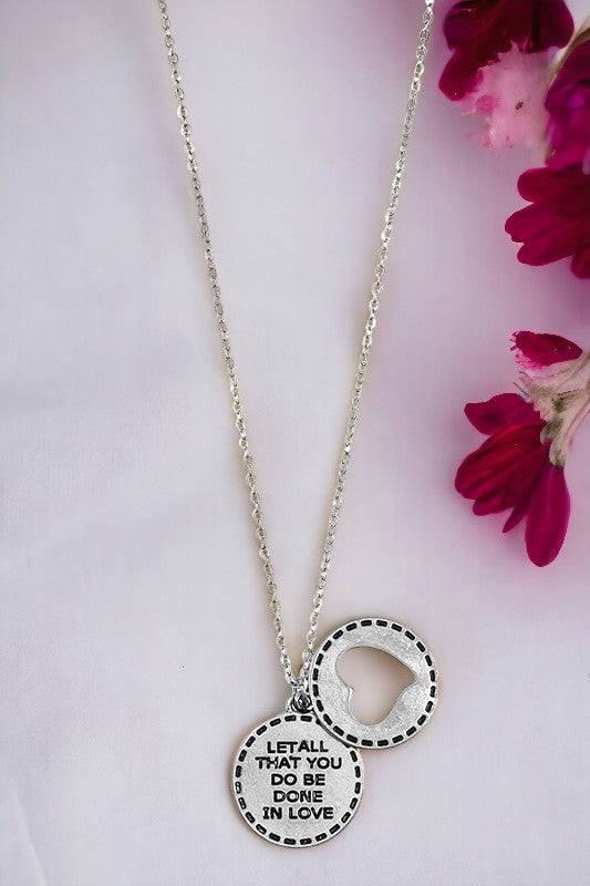 Love Message Coin Pendant Necklace