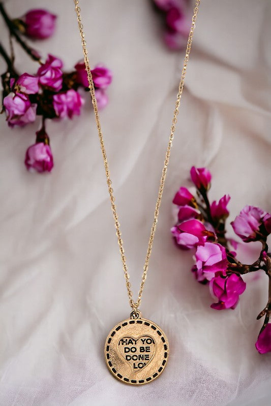 Love Message Coin Pendant Necklace