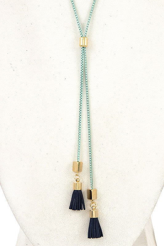 MINI TASSEL BOX CHAIN NECKLACE